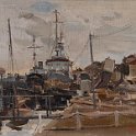 Leningrad harbor 1949 oil on canvas 39x43